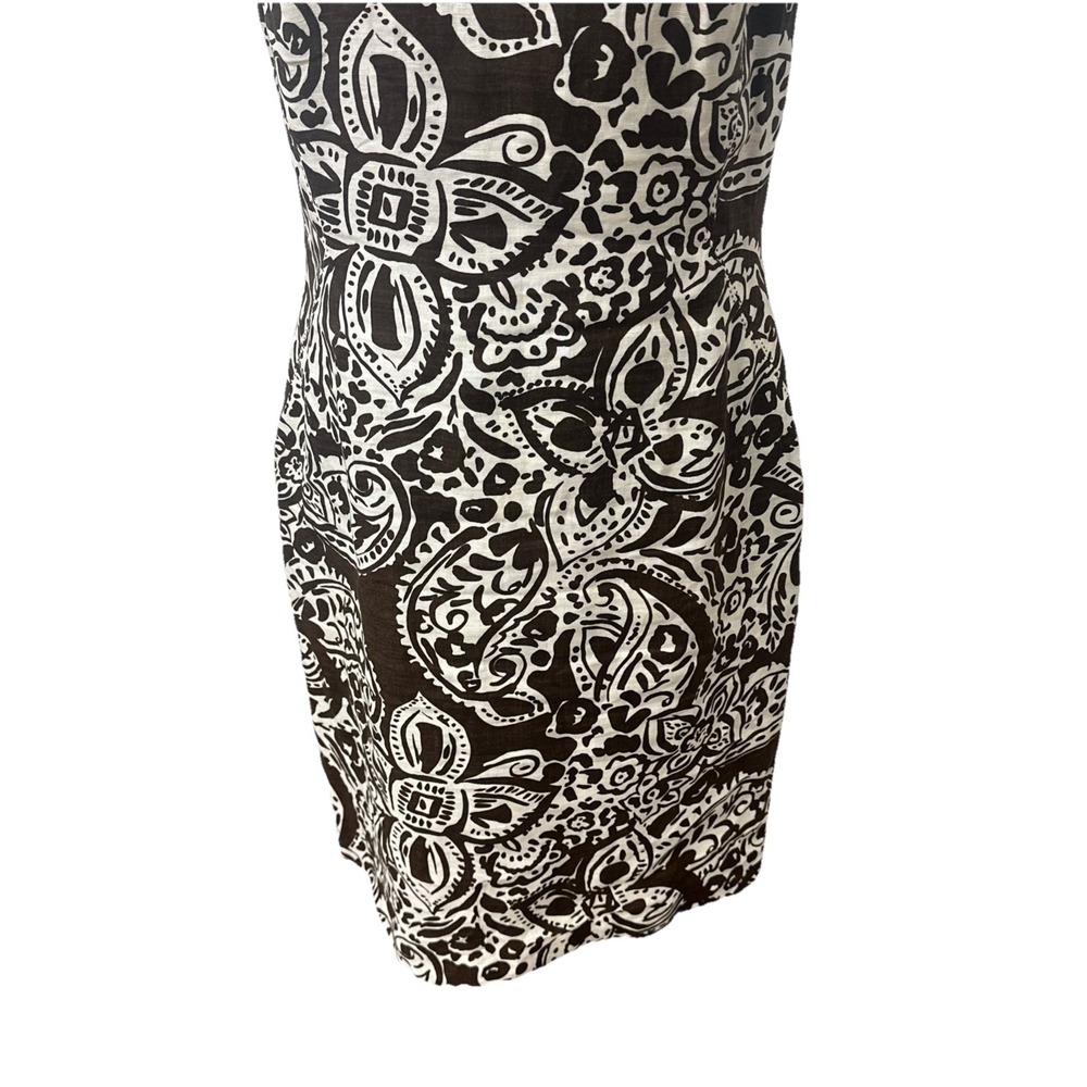 Talbots Midi Dress Women's Size 8 Paisley Sleeveless V Neck Brown White - Picture 7 of 10